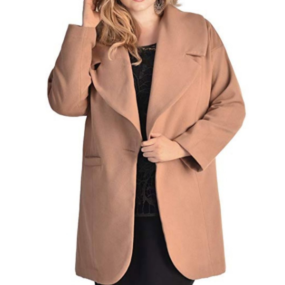 IGIGI Camel Notch Collar Jacket Coat Plus Sizes